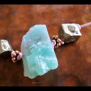 Paraiba tourmaline & pyrite necklace. OOAK